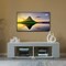 Basicwise White Entertainment TV Stand with LED Lights and Glass Shelves with UV Frame QI004417L - alternate 4